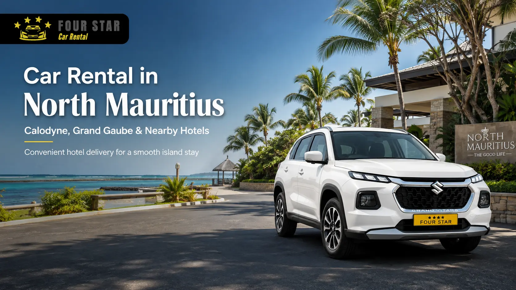 Car rental in North Mauritius near Calodyne Grand Gaube and nearby hotels