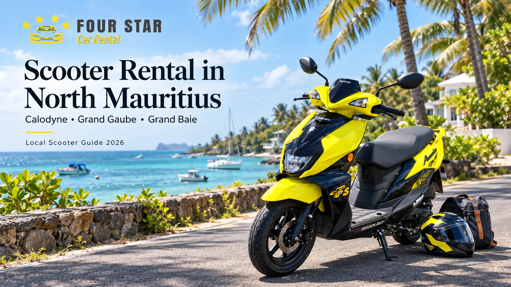 Scooter rental in North Mauritius near Calodyne Grand Gaube and Grand Baie